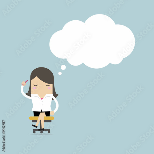 Businesswoman is thinking while sitting on the chair. vector