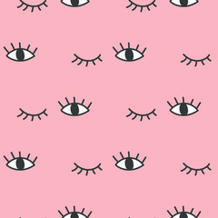 Fototapete Augenmuster Zwinkernde Augen im Skizzenstil  © Windawake