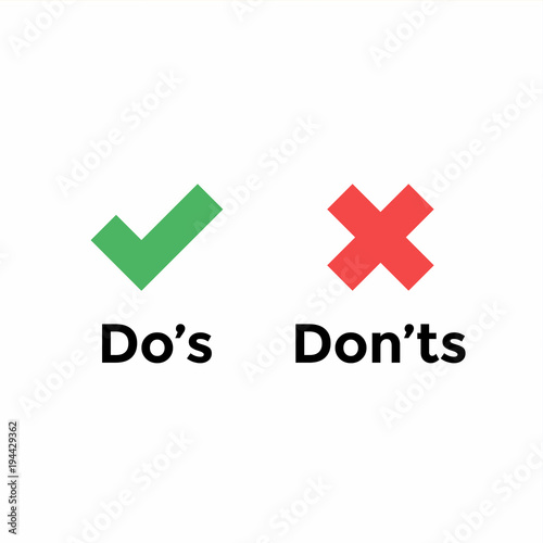Do's and Don'ts with Tick and Cross. vector