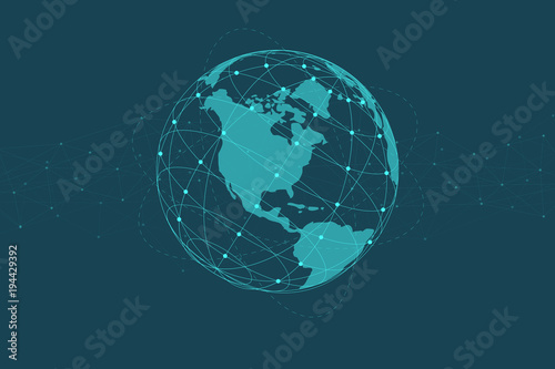 Global network lines connection. World map point with dots connection concept of global business background. vector