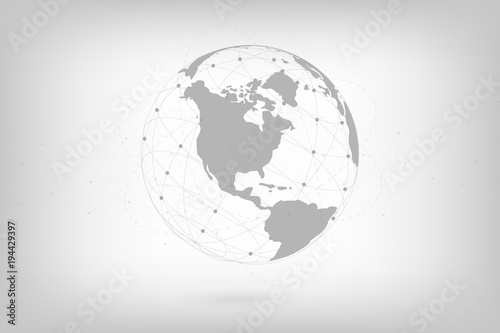 Global network lines connection. World map point with dots connection concept of global business background. vector