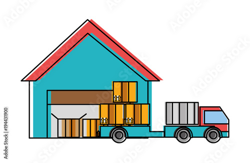 moved color delivery store with truck and packages service