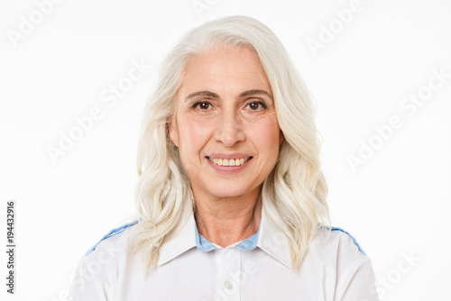 Mature old cheerful woman