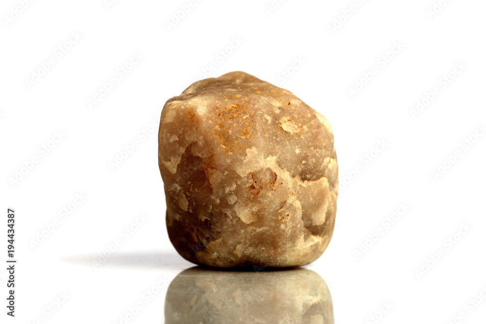 Obraz premium Set Rock stone with names, isolated on a white background with shadow, beautiful lighting, reflections. Quartz, silica.