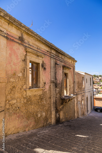 Noto  Sicily  Italy. Ancient buildings on one of the streets of the historic center