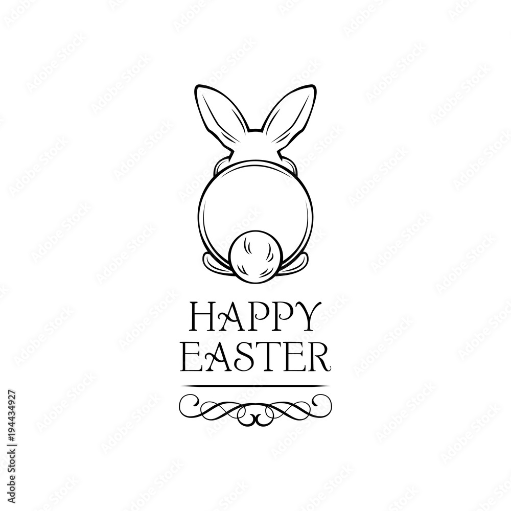 Fototapeta premium Easter rabbit, easter Bunny. Happy Easter lettering. Vector.