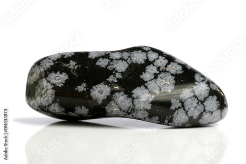 Set Rock stone with names, isolated on a white background with shadow,  beautiful lighting, reflections. Snow Obsidian.