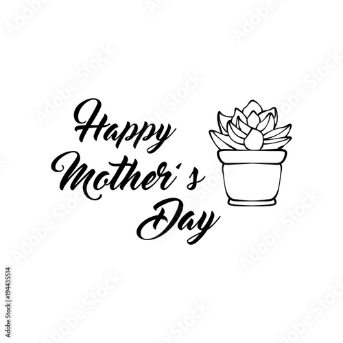 Happy mother s day greeting card with sukkulent. Vector illustration.
