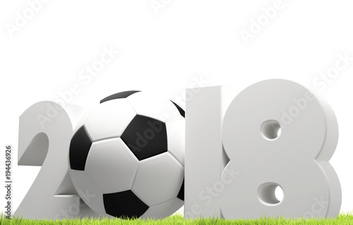 Fototapeta Naklejka Na Ścianę i Meble -  symbol 2018 white soccer football ball bold letters 3d rendering