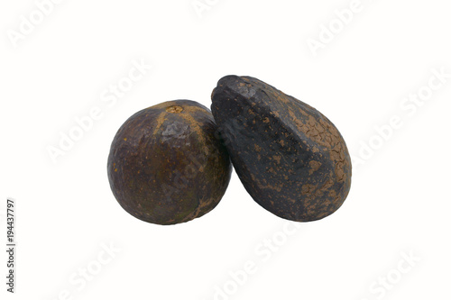 Isolated of two avocados.