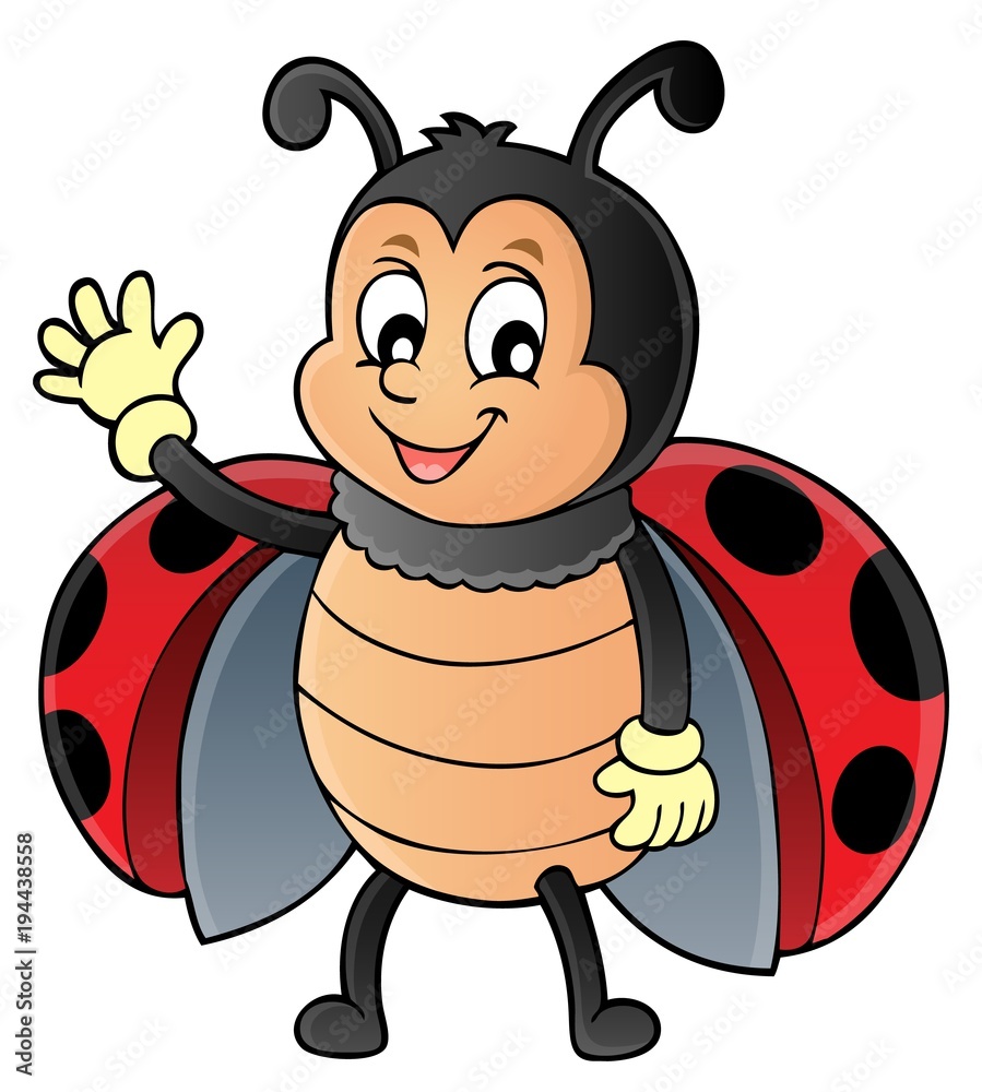 Naklejka premium Waving ladybug theme image 1