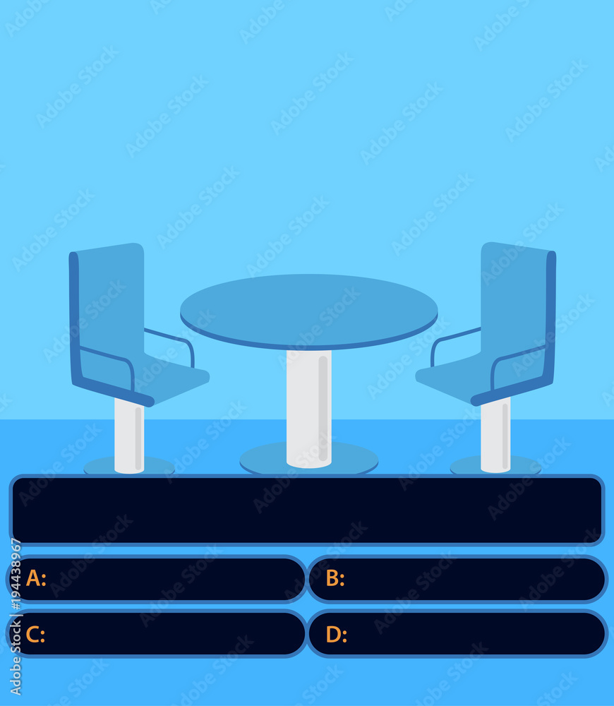 Question game. Flat style. Quiz game with answers . Colorful flat