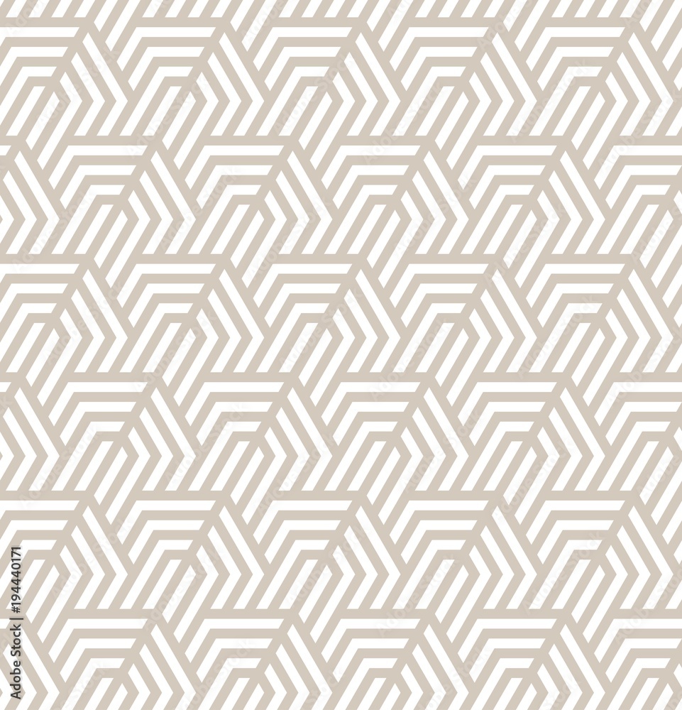 Vector seamless texture. Modern geometric background. Repeated pattern with hexagonal tiles against the background of oblique strips.