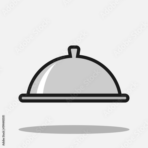 Restaurant cloche flat line vector icon isolated on white background.