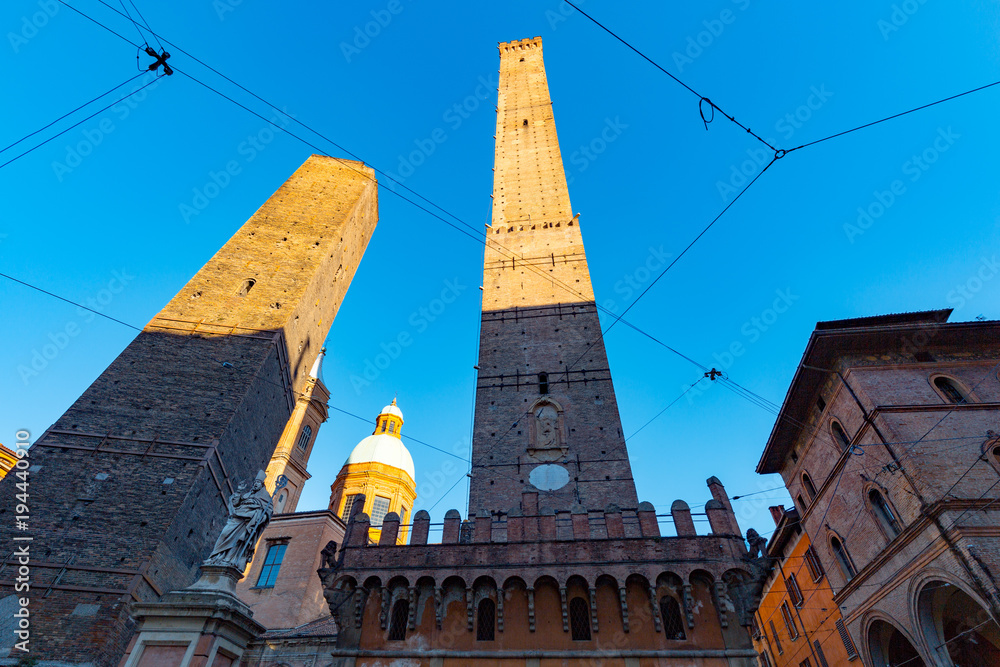Asinelli and Garisenda Tower in Bologna, Emilia Romagna, Italy