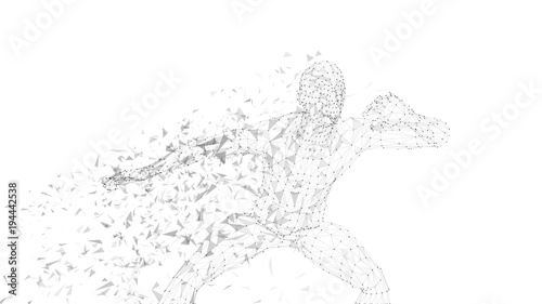 Conceptual abstract man hiding his face with hand. Connected lines, dots, triangles, particles on white background. Cyber security concept. High technology vector digital background. 3D render vector