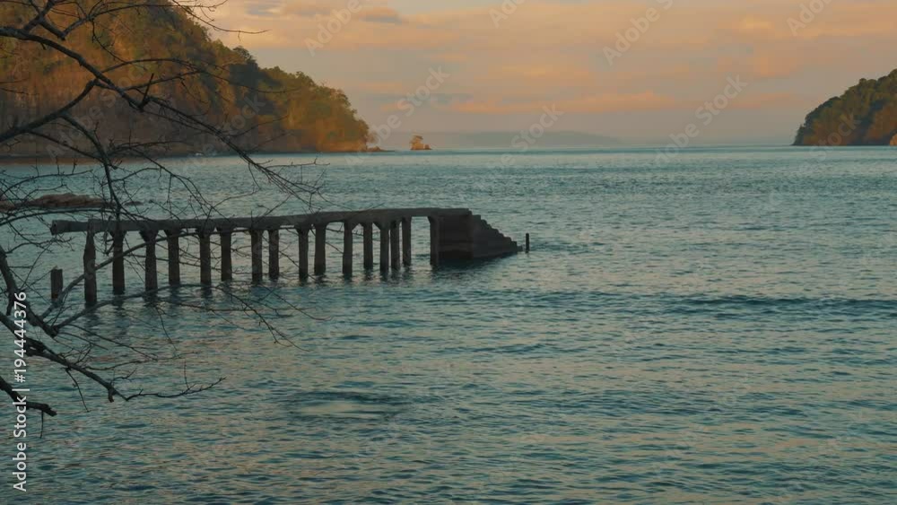 Stunning Sunset View At Puntal Coral, With Pier In Front, Costa Rica, Graded Version Stunning Sunset View At Puntal Coral, With Pier In Front, Costa Rica, Graded Version