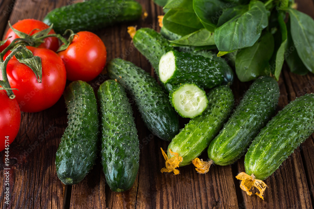 cucumbers and tomatoes, rural still life cucumbers and tomatoes, rural still life