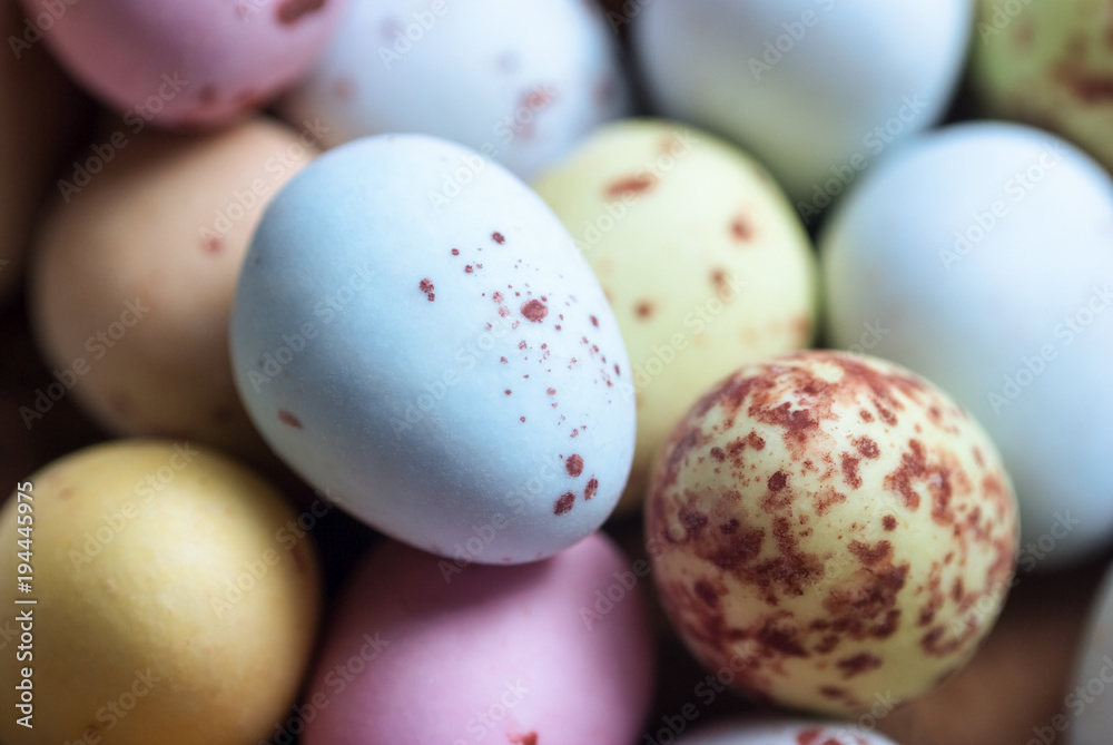 Egg Shaped Easter Sweets with Speckled Shells