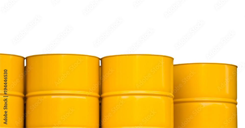 yellow oil steel drums, yellow metal tank containers isolate on white background yellow oil steel drums, yellow metal tank containers isolate on white background