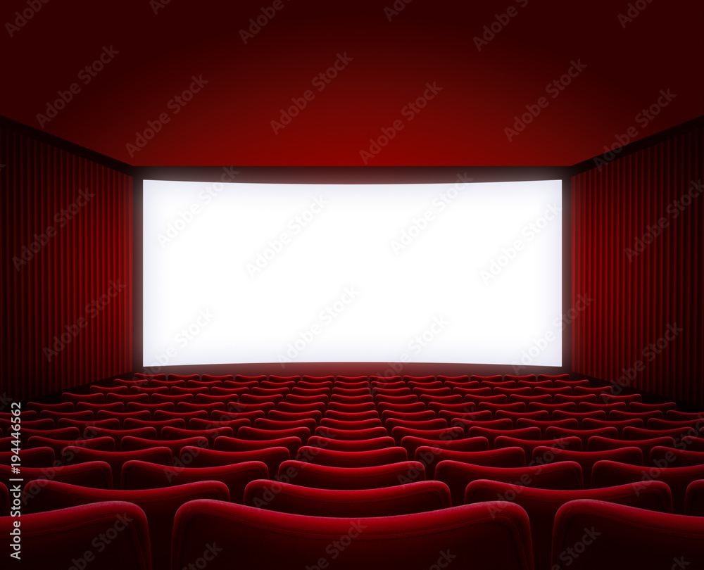 Fototapeta premium movie theater hall with red seats interior