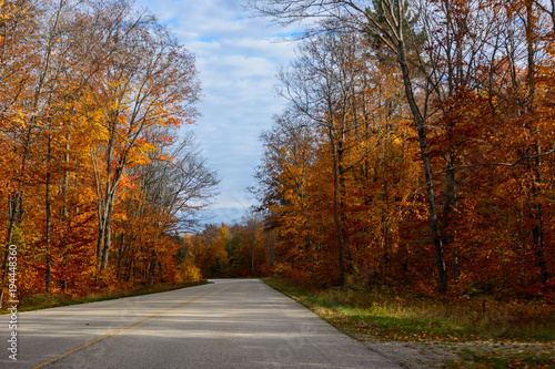 Fall road in Pictured Rocks National Lakeshore, Munising, MI, USA