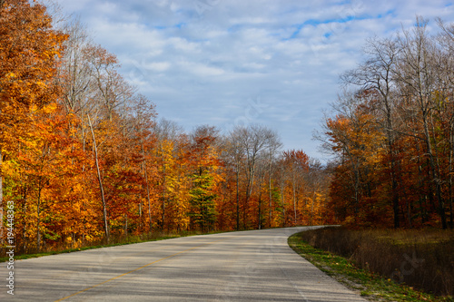 Fall road in Pictured Rocks National Lakeshore, Munising, MI, USA