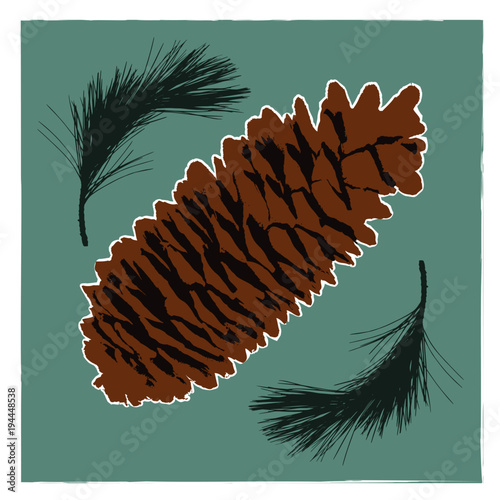 Pine cone and needles vector