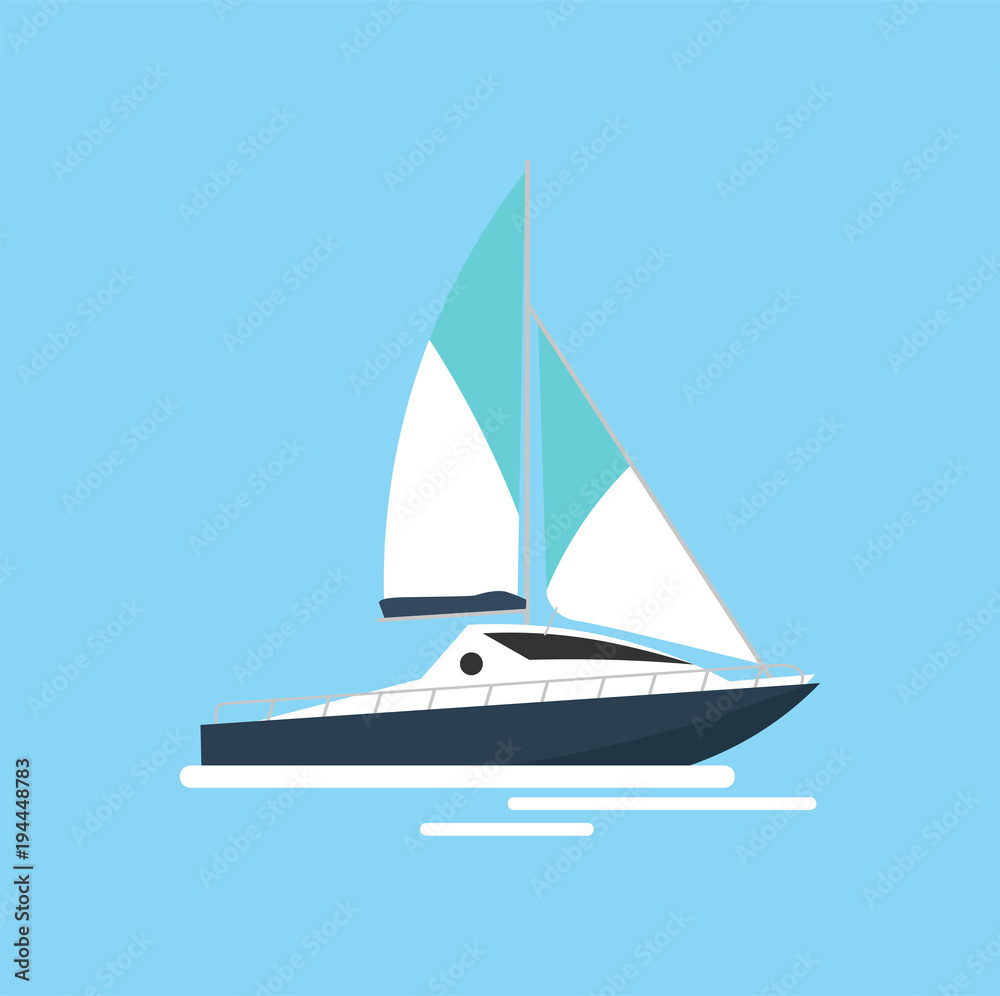 Yacht club and sailing sport. Sea travel. Vector illustration