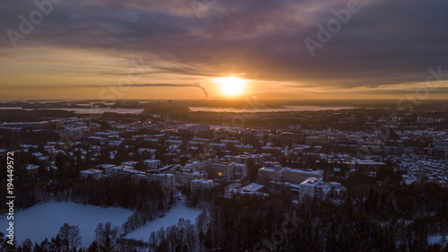 Winter sunset over Helsinki, Finland