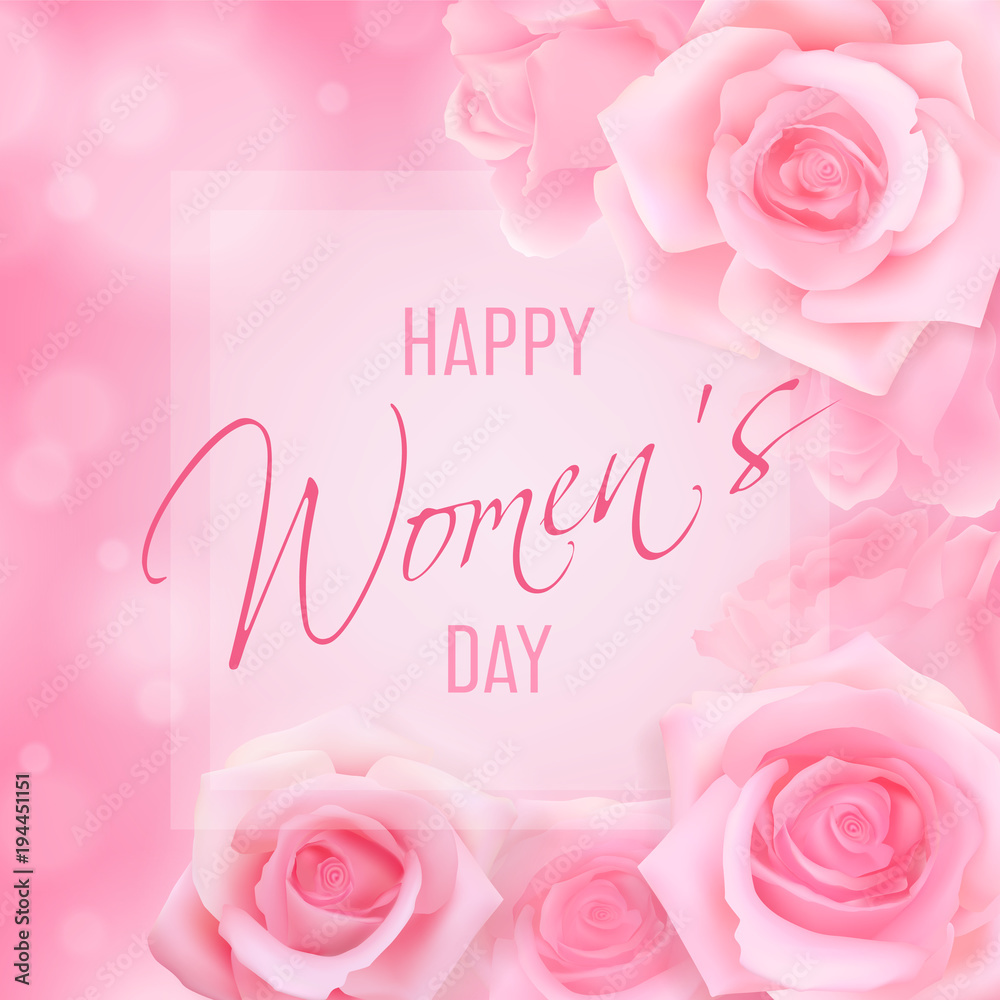 Happy Women day card with roses