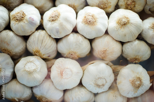 Heap of white garlic - healthy food