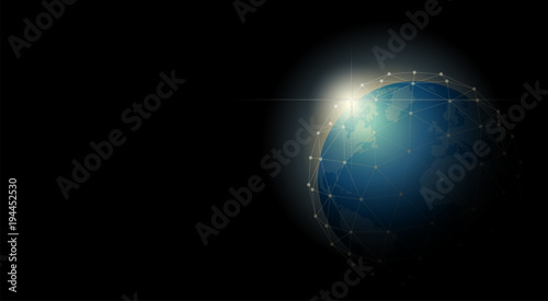 Environmental conservation and Globalization concept with Earth in polygonal sphere network , vector , illustration