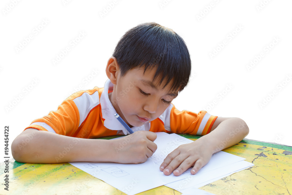Boy drawing closeup detail isolated art Boy drawing closeup detail isolated art