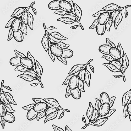 Argan nut oil seamless pattern