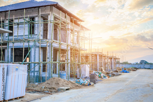 construction residential new house in progress at building site