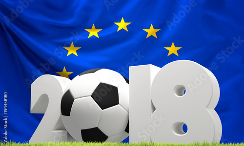 Europe flag 2018 soccer football ball green lawn
