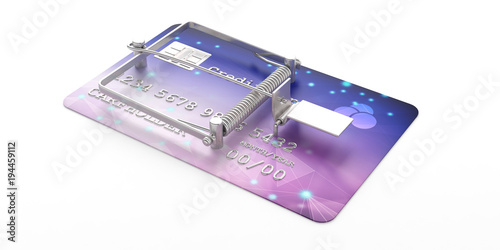 Photography Credit card mouse trap isolated on white background