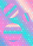 Holographic, retro neon background with geometric triangle pattern