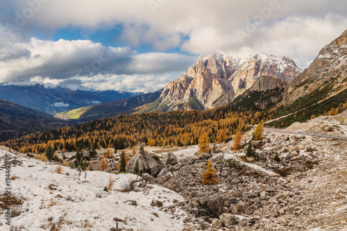 Dolomitic background from Passo Valparola, Dolomites, photo
