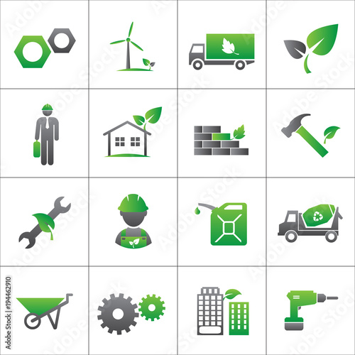 green environmental construction icons