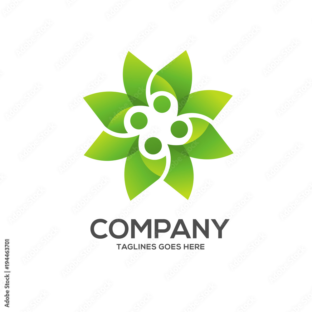 Eco environment green leaf nature community logo vector, Nature green leaf vector logo logotype