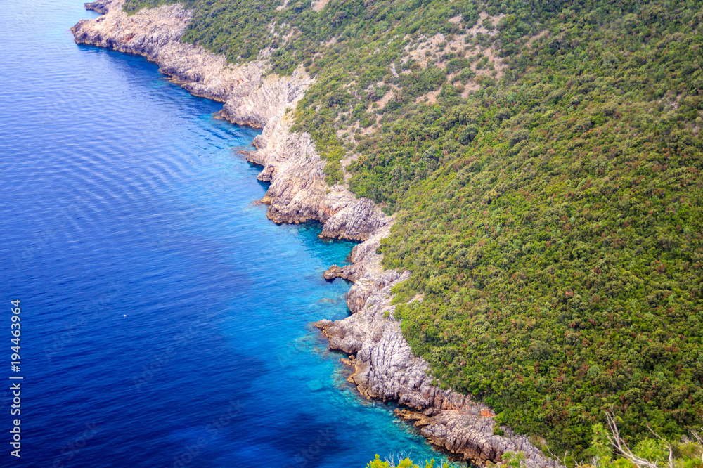 beautiful landscape, view of the green cliffs and the Adriatic sea beautiful landscape, view of the green cliffs and the Adriatic sea