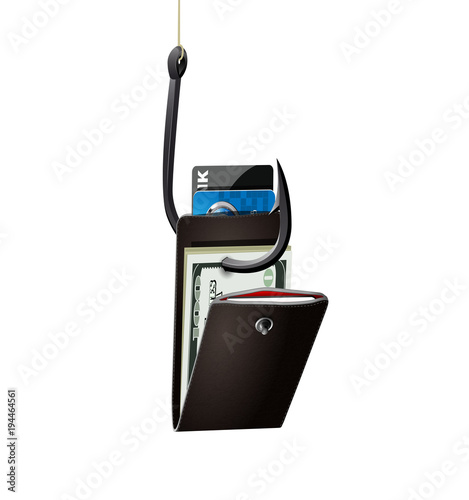 Fishhook business concept - money symbol as trap 