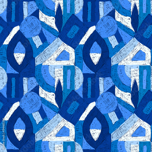 Geometric pop art retro pattern doodle blue