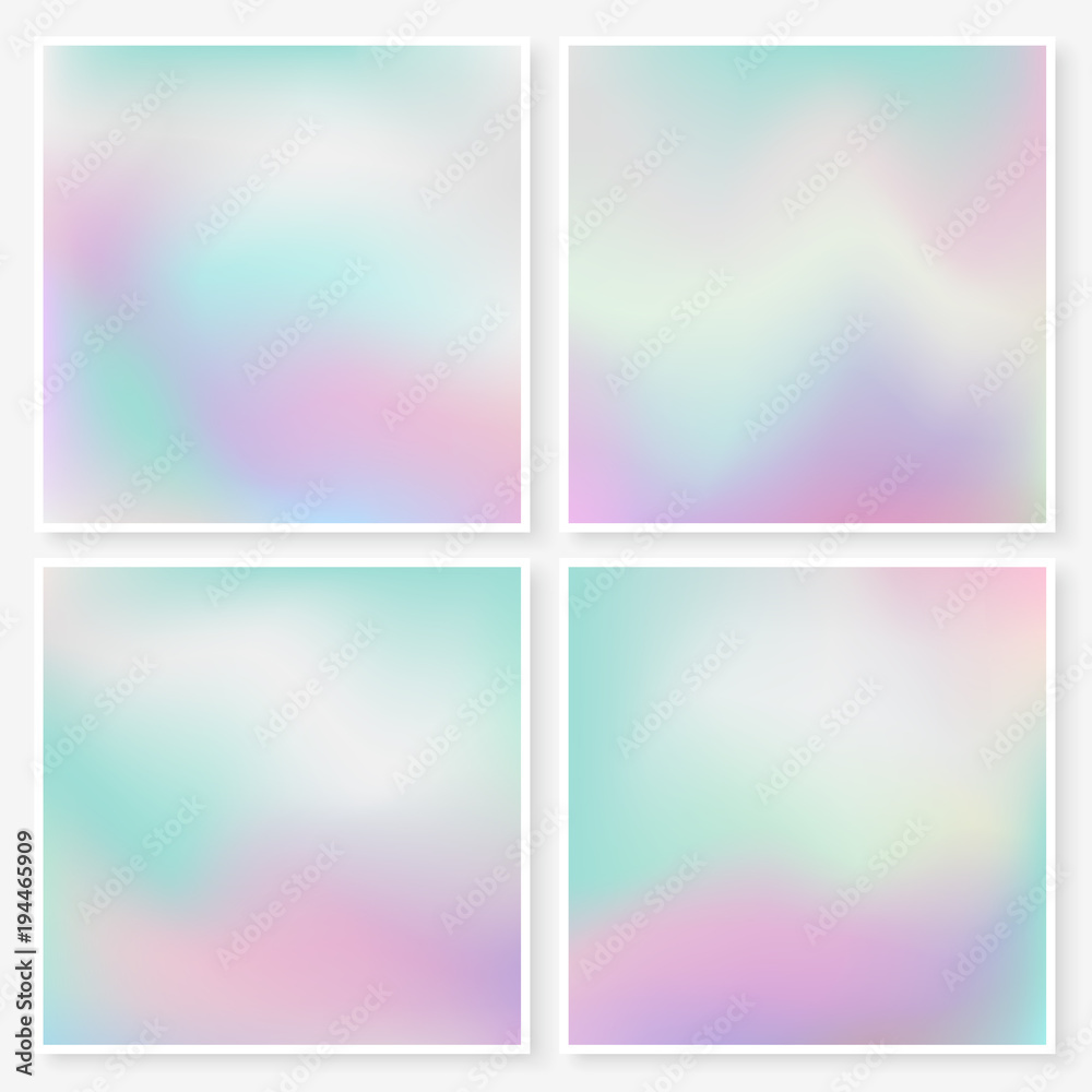 Holographic backgrounds set square textures purple pink