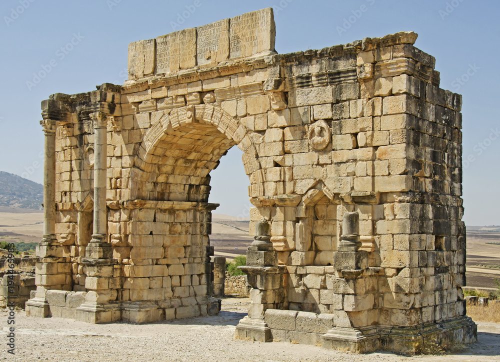 Ancient Roman Arch from Volubilis in Morocco.
