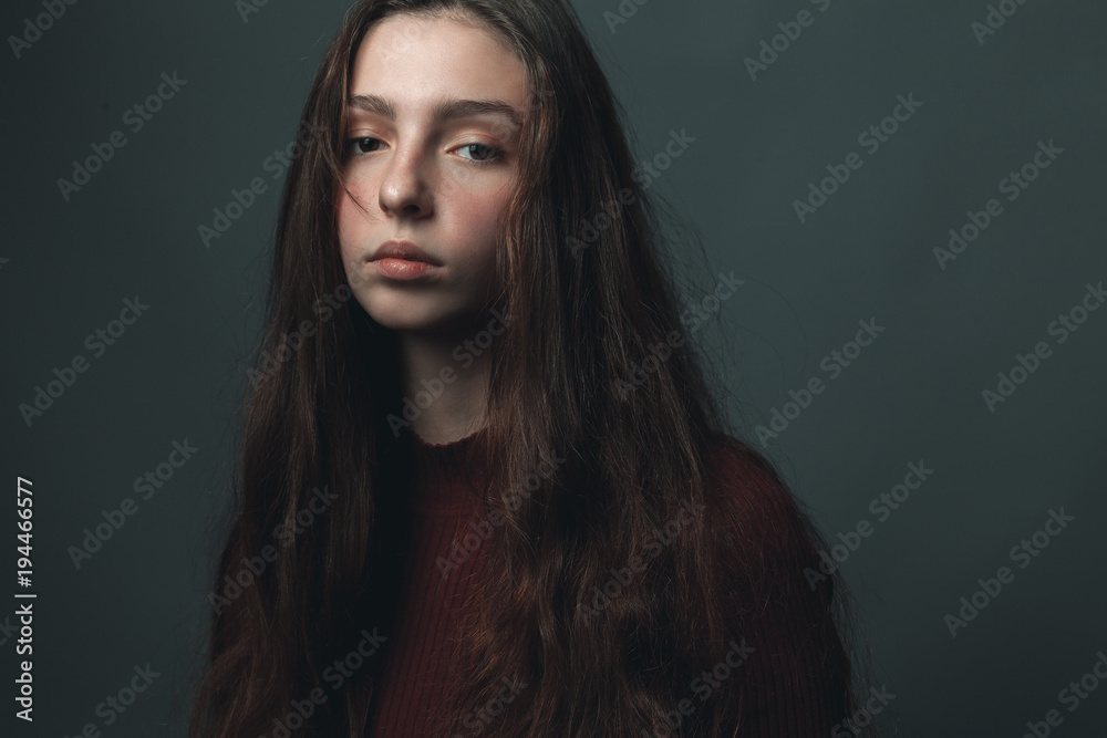 Tenderness young female in studio. Tenderness young female in studio.