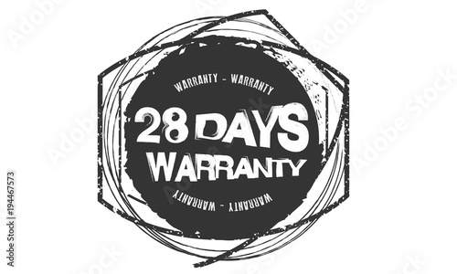 28 days warranty rubber stamp 