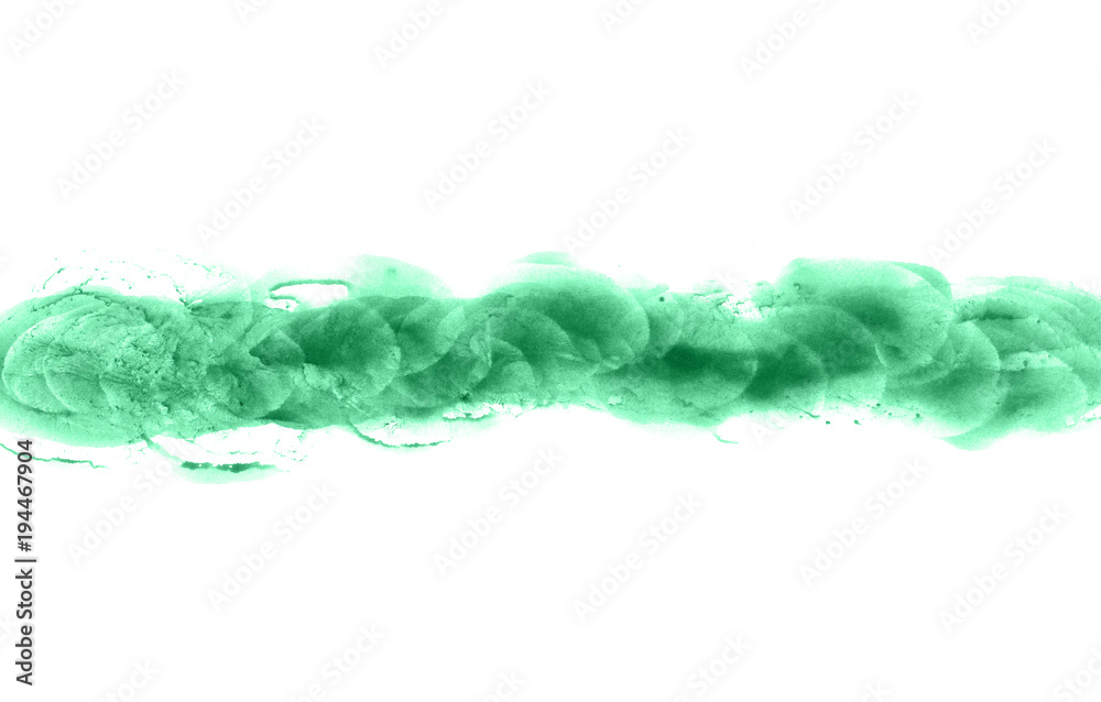 Abstract watercolor background hand-drawn on paper. Volumetric smoke elements. Jolly Green color. For design, websites, card, text, decoration, surfaces.